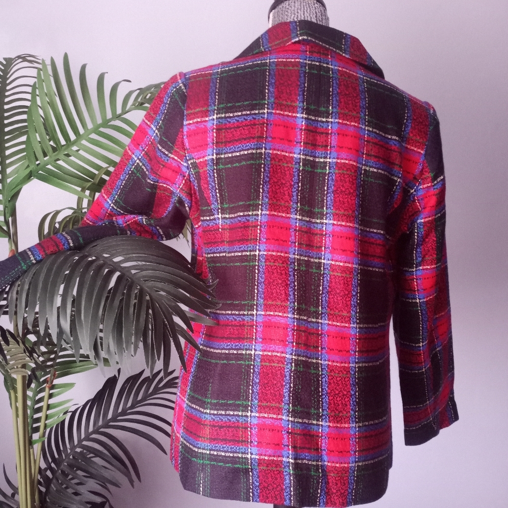 SOLD‼️📪✅Vintage LINEA by Louis Dell'Olio plaid 100% Polyester Blazer - Picture 8 of 16